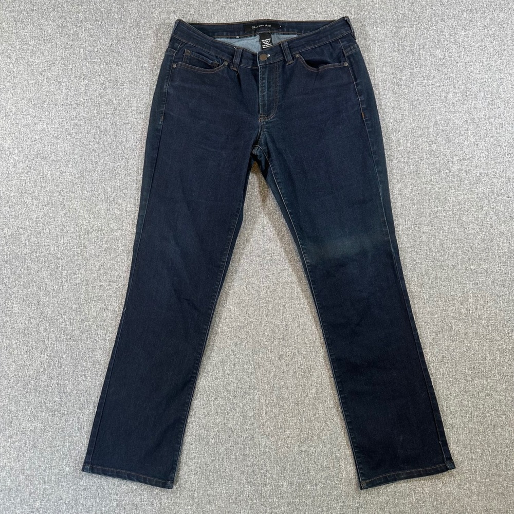 Calvin Klein Jeans Womens 8 Straight Leg Dark Blue Stretch Denim Denim